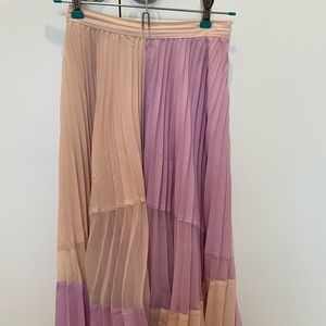 Beautiful pink and purple partially sheer midi skirt